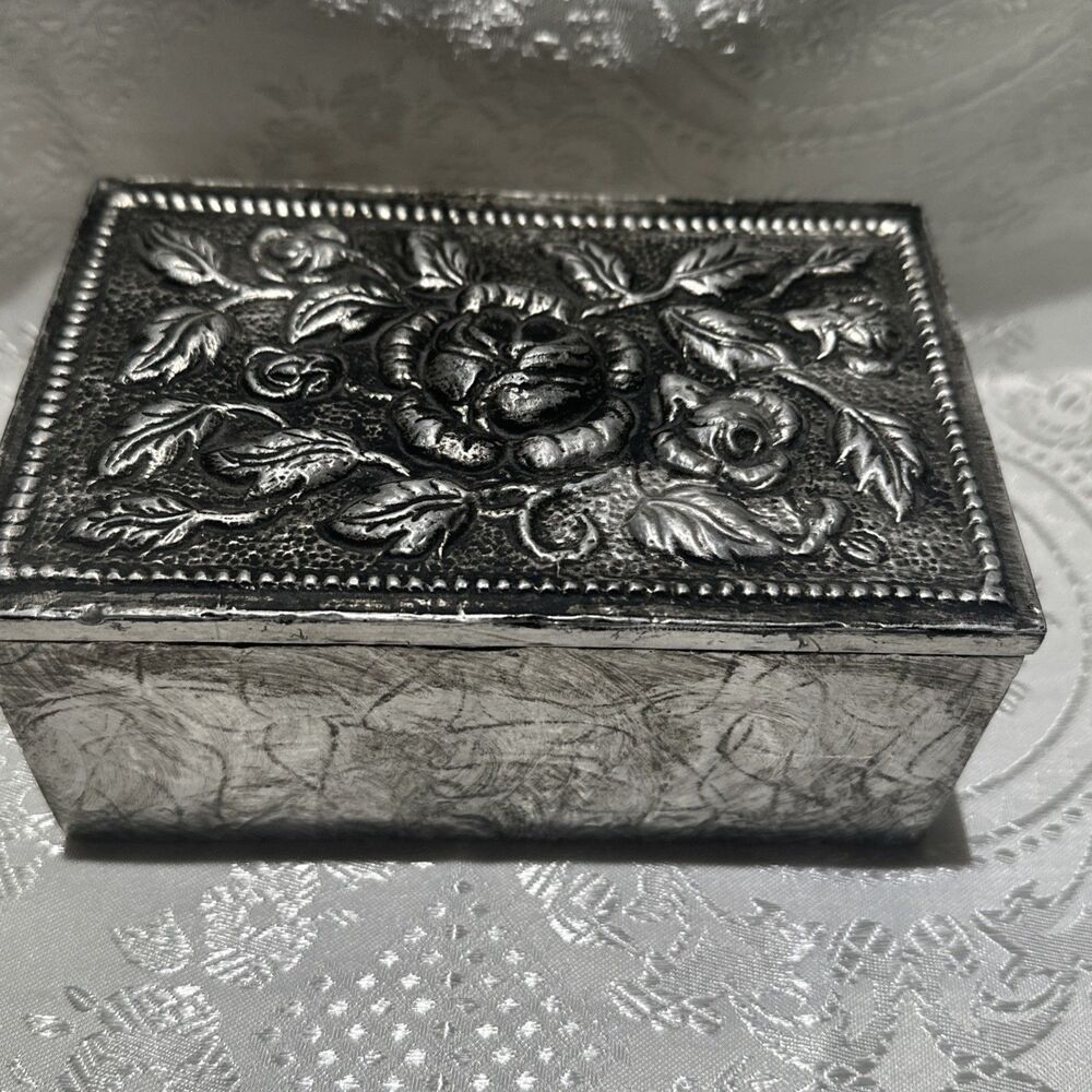 Silver Tone Trinket Box Hand Made